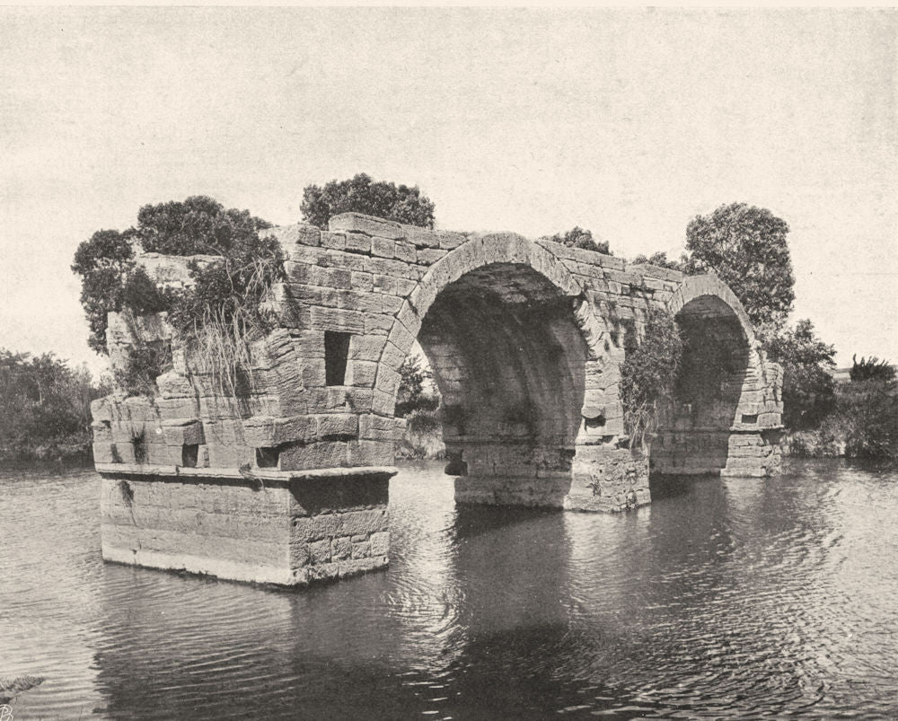 HÉRAULT. Pont romain sur le Vidourle, à Lunel 1902 old antique print picture